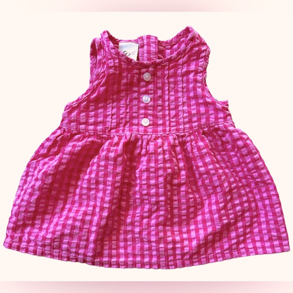Pink Checkered Sleeveless Oshkosh vintage Dress 0-3 months